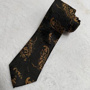 Hand Tailored DiBanGu Black Gold Paisley 100% Silk Men’s Formal Neck Tie